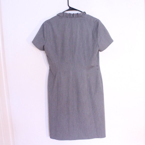 Tahari gray ruffled button down dress - Picture 4 of 6